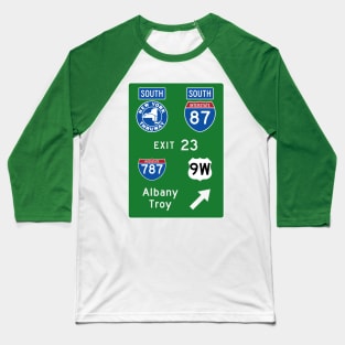 New York Thruway Southbound Exit 23: Rensselaer Albany I-787 Rte 9W Baseball T-Shirt